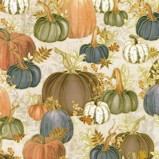 Robert Kaufman - Hello Fall - Pumpkins, Linen