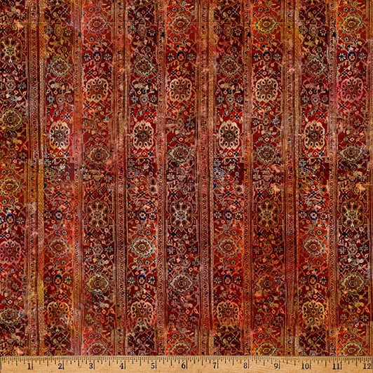 Hoffman California - On The Path to Fall - Tonal Floral Stripes, Ginger
