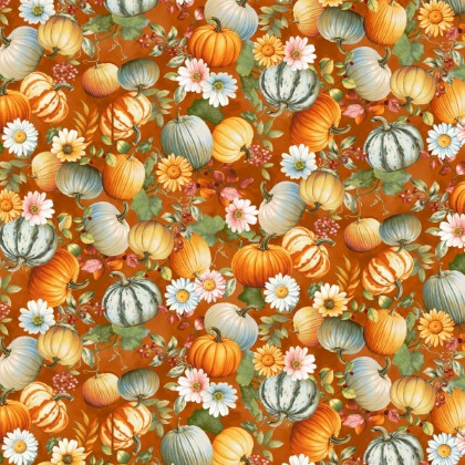Studio E - Baskets Of Autumn Blessings - Allover Pumpkin, Pumpkin