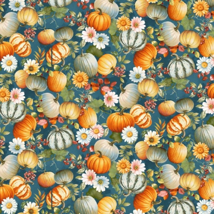 Studio E - Baskets Of Autumn Blessings - Allover Pumpkin, Jade