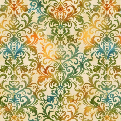 Studio E - Baskets Of Autumn Blessings - Damask Flourish, Cream