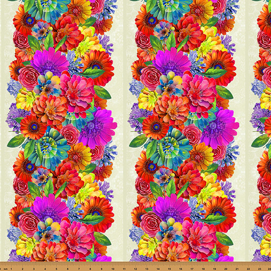 Hoffman California - Bloom! - Flower Stripes, Summer/Orange