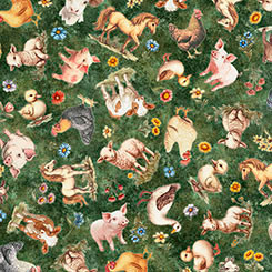 Quilting Treasures - Lil Farmers - Farm Animal Toss, Green