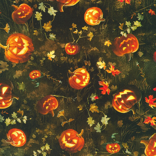 Robert Kaufman - Moon Spell - Carved Pumpkins, Earth