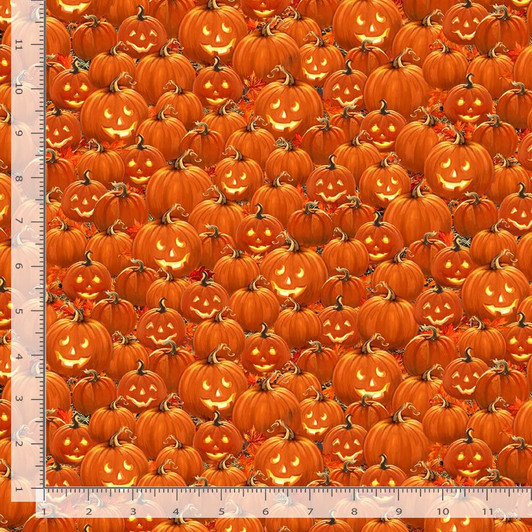 Timeless Treasures - Harvest - Packed Jack O' Lantern, Orange