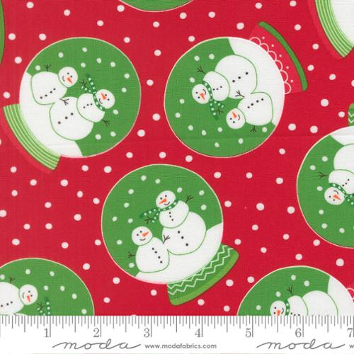 Moda - Snow Time - Snow Globe, Poinsettia Red
