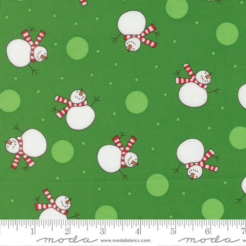 Moda - Snow Time - Tossed Snowman, Evergreen