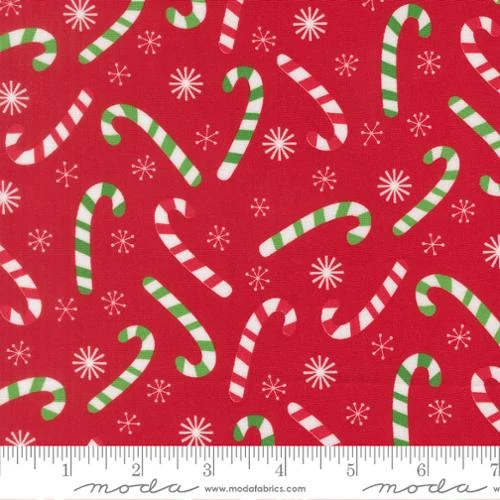 Moda - Snow Time - Candy Cane, Poinsettia Red