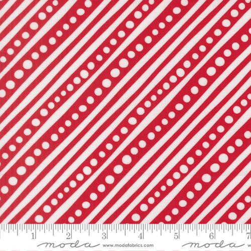 Moda - Snow Time - Dotted Bias Stripe, Poinsettia Red