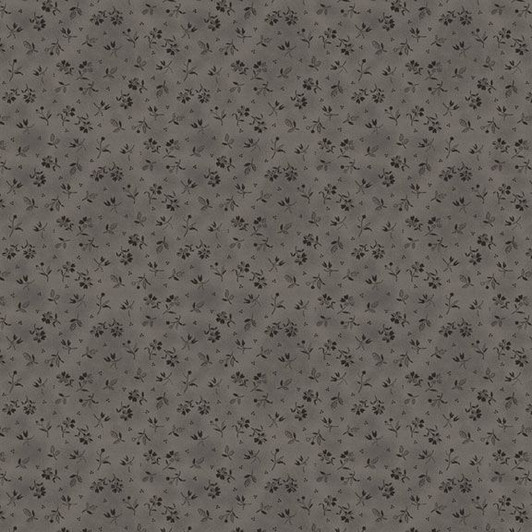 Marcus Fabrics - Black Sheep Cottons - Country Flowers, Gray