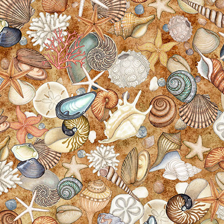 Quilting Treasures - Nauticus - Shells, Honey