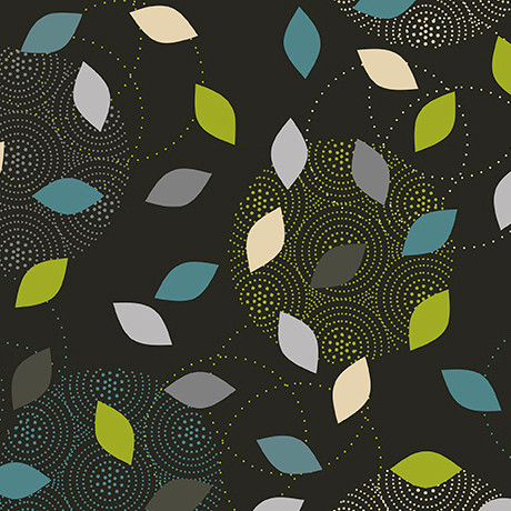 Quilting Treasures - Renewal of Hope - Leaf Geo, Black