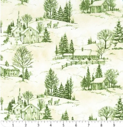 Wilmington Prints - The Jolly North - Scenic Toile Cream/Green