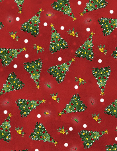 Wilmington Prints - The Jolly North - Tossed Trees, Red