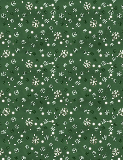 Wilmington Prints - The Jolly North - Snowflakes, Green