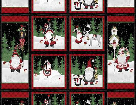 Wilmington Prints - Snowy Gnomies - 36" Craft Panel, Multi