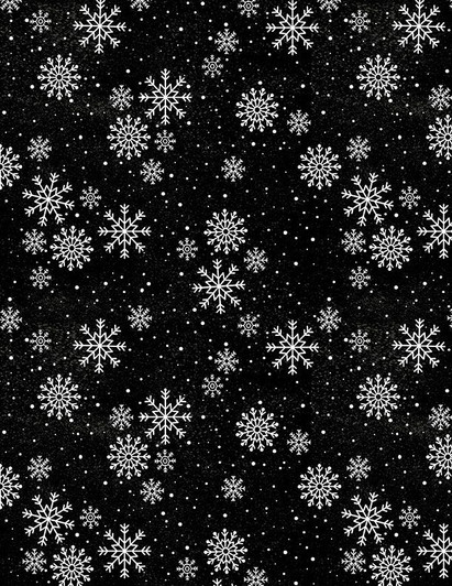 Wilmington Prints - Snowy Gnomies - Snowflakes, Black