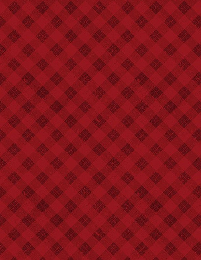 Wilmington Prints - Snowy Gnomies - Plaid, Red