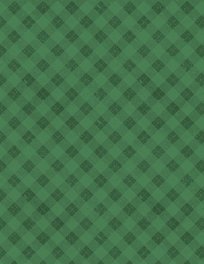 Wilmington Prints - Snowy Gnomies - Plaid, Green