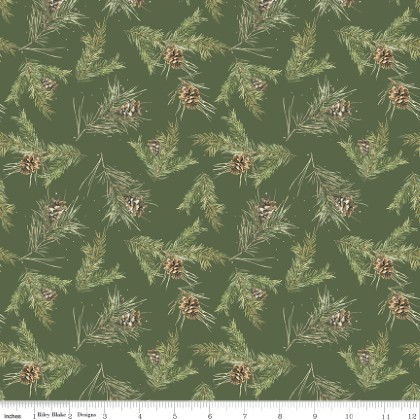 Riley Blake - Holiday Spirit - Pinecones, Green
