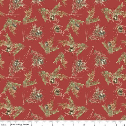 Riley Blake - Holiday Spirit - Pinecones, Red