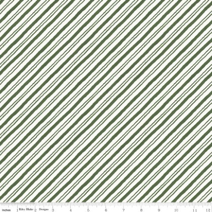 Riley Blake - Holiday Spirit - Diagonal Stripes, Green