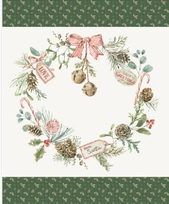 Riley Blake - Holiday Spirit - 36" Season's Greetings Wreath Panel