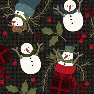 Maywood Studio - Holly Jolly Flannel - Snowmen, Black