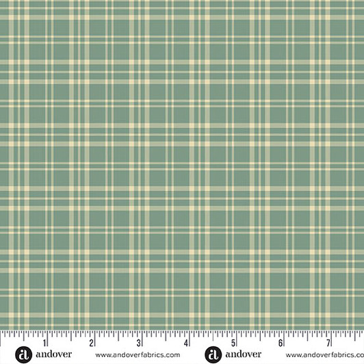 Andover Fabrics - Jingle Bell - Pajama Plaid, Vintage Blue