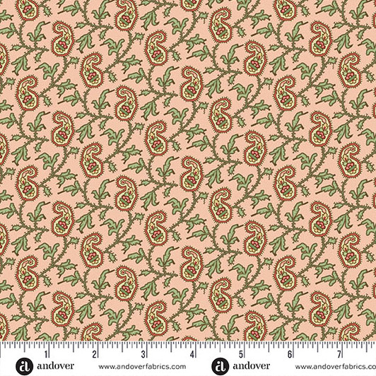 Andover Fabrics - Jingle Bell - Paisley Vine, Candy