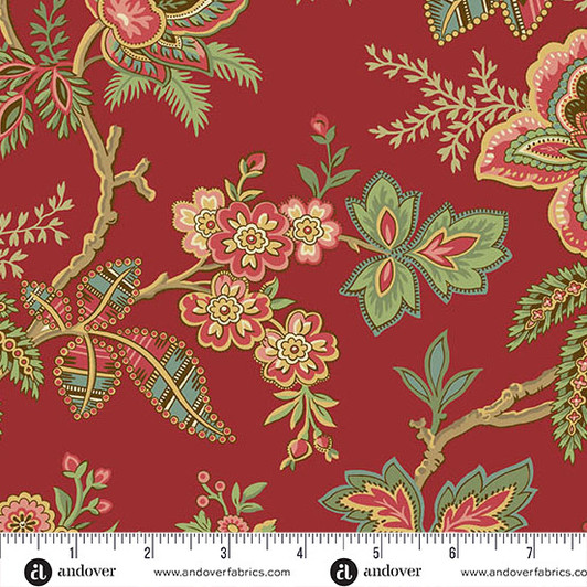Andover Fabrics - Jingle Bell - Ornamental Garden, Cranberry