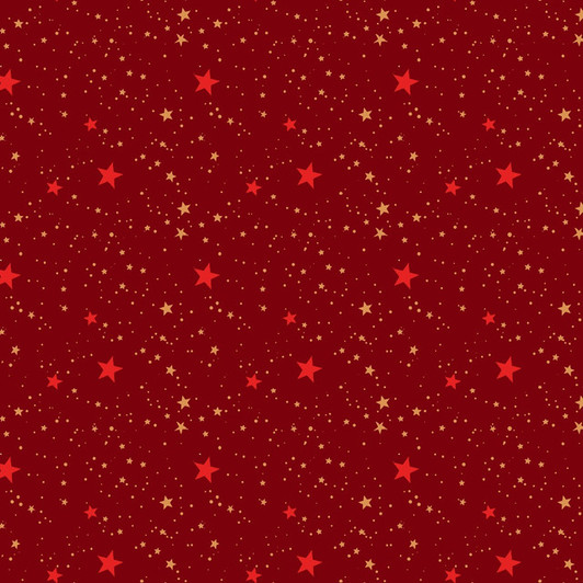 Blank Quilting - Holly Jolly Calico - Stars, Crimson