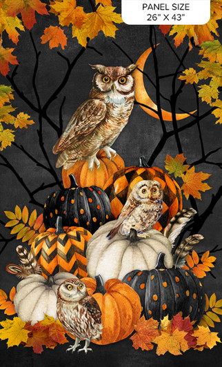 Northcott - Night Owl - 26" Owl Panel, Charcoal