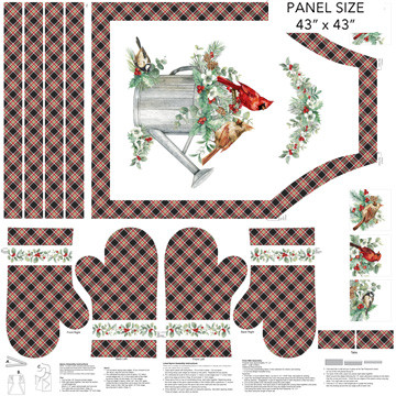 Northcott - Home For Christmas - 43 x 43" Apron/Mitt Panel, White