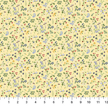 Northcott - Country Mouse - Small Floral Toss, Yellow