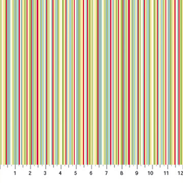 Northcott - Country Mouse - Barcode Stripe, White