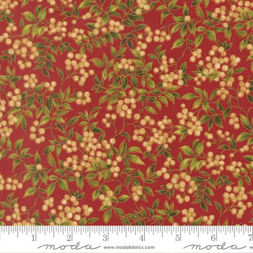 Moda - Merry Manor Metallic - Hollyberry, Crimson