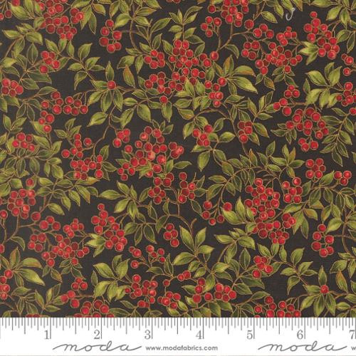 Moda - Merry Manor Metallic - Hollyberry, Ebony