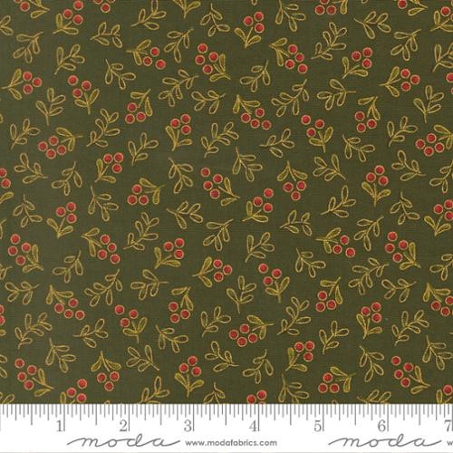 Moda - Merry Manor Metallic - Berry Blenders, Evergreen