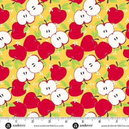Andover Fabrics - Back To School - Apples, Sunshine