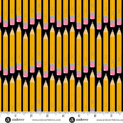 Andover Fabrics - Back To School - No 2 Pencil, Black