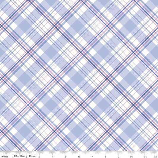 Riley Blake - Hydrangeas in the Garden - Plaid, Blue