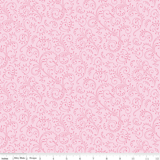 Riley Blake - Hydrangeas in the Garden - Scrolls, Pink Pearl