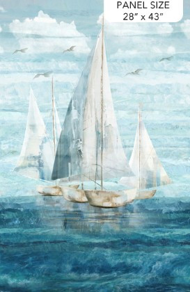Northcott - Smooth Sailing - 28" Sailboat Panel, Dark Blue
