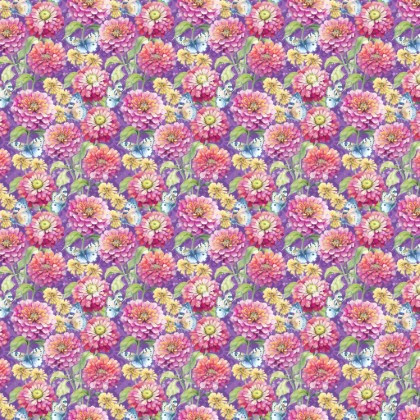 Lumin Fabrics - Flight of Fancy - Flowers & Butterflies, Purple