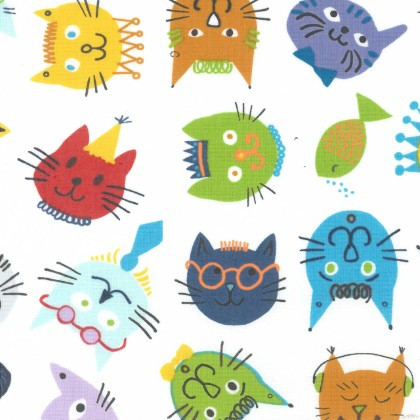 E E Schenck Co - Laminated Cotton (Food Safe) - 1 Yard Cut, Cool Cats