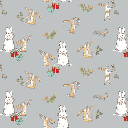 Clothworks - Guess How Much I Love You 2026 - Bunny Scenes, Light Gray