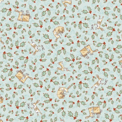 Clothworks - Guess How Much I Love You 2026 - Tossed Bunnies, Light Teal