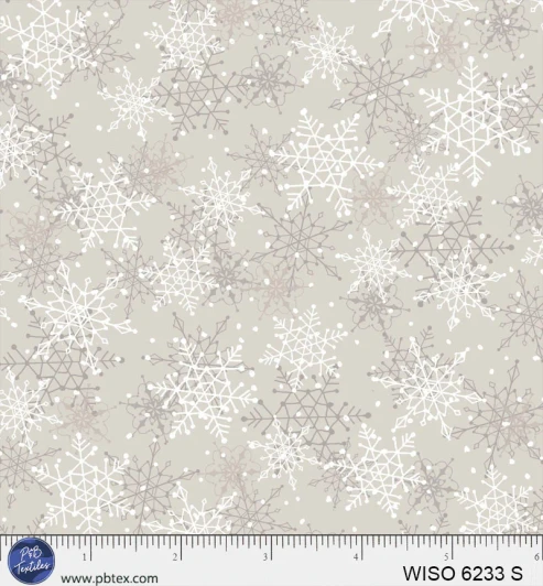 P & B Textiles - Winter Song - Layered Snowflakes, Silver