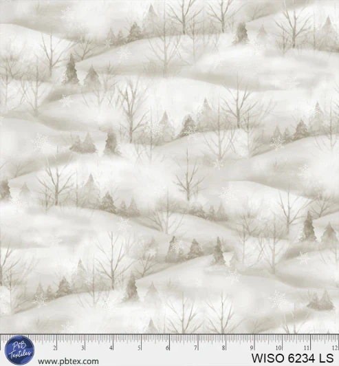 P & B Textiles - Winter Song - Tonal Scenic, Light Silver